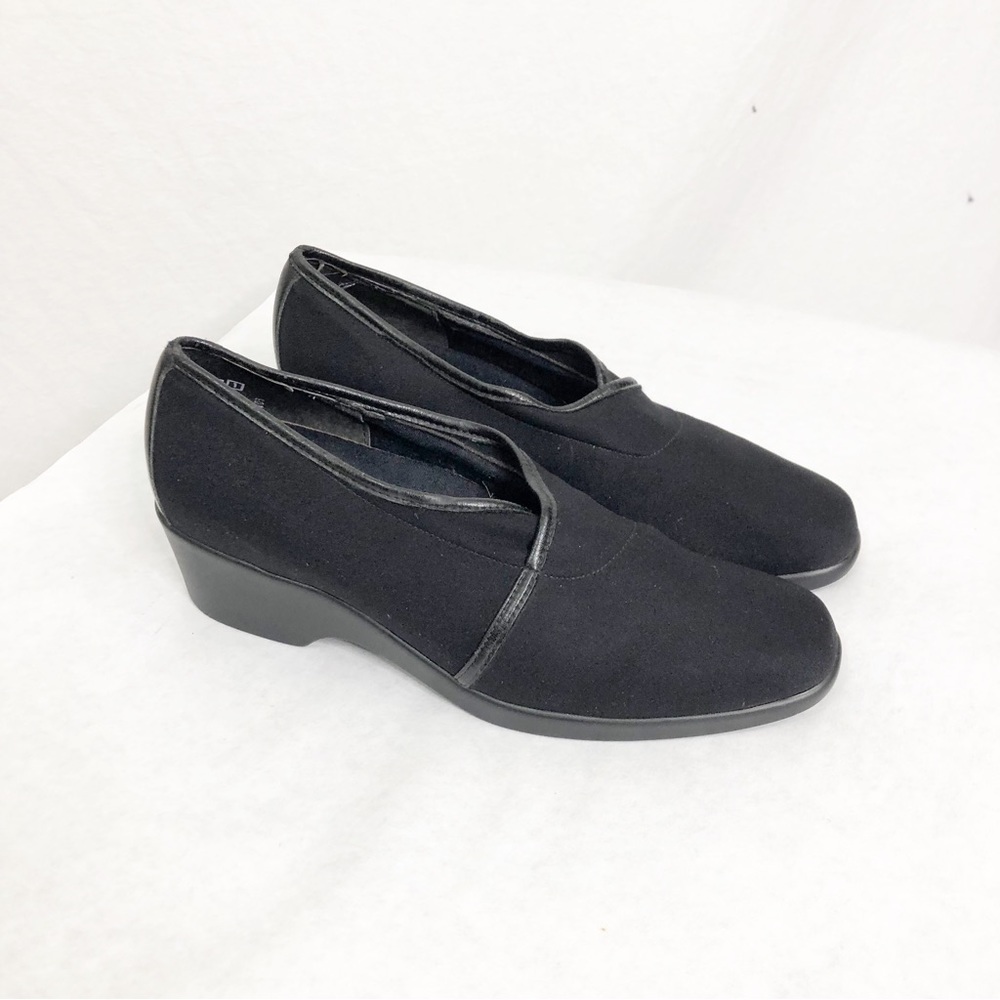 NEW Munro Traveler Stretch Fabric Comfort Wedge Slip On Shoes, Size 7 M, Black